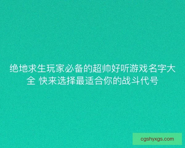 绝地求生玩家必备的超帅好听游戏名字大全 快来选择最适合你的战斗代号