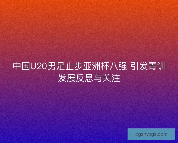 中国U20男足止步亚洲杯八强 引发青训发展反思与关注